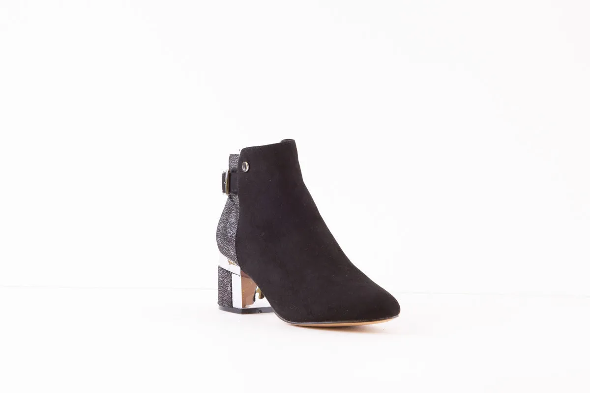 LOTUS - CASSANDRA MEDIUM HEEL ANKLE BOOT - BLACK SUEDE