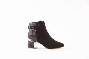 LOTUS - CASSANDRA MEDIUM HEEL ANKLE BOOT - BLACK SUEDE