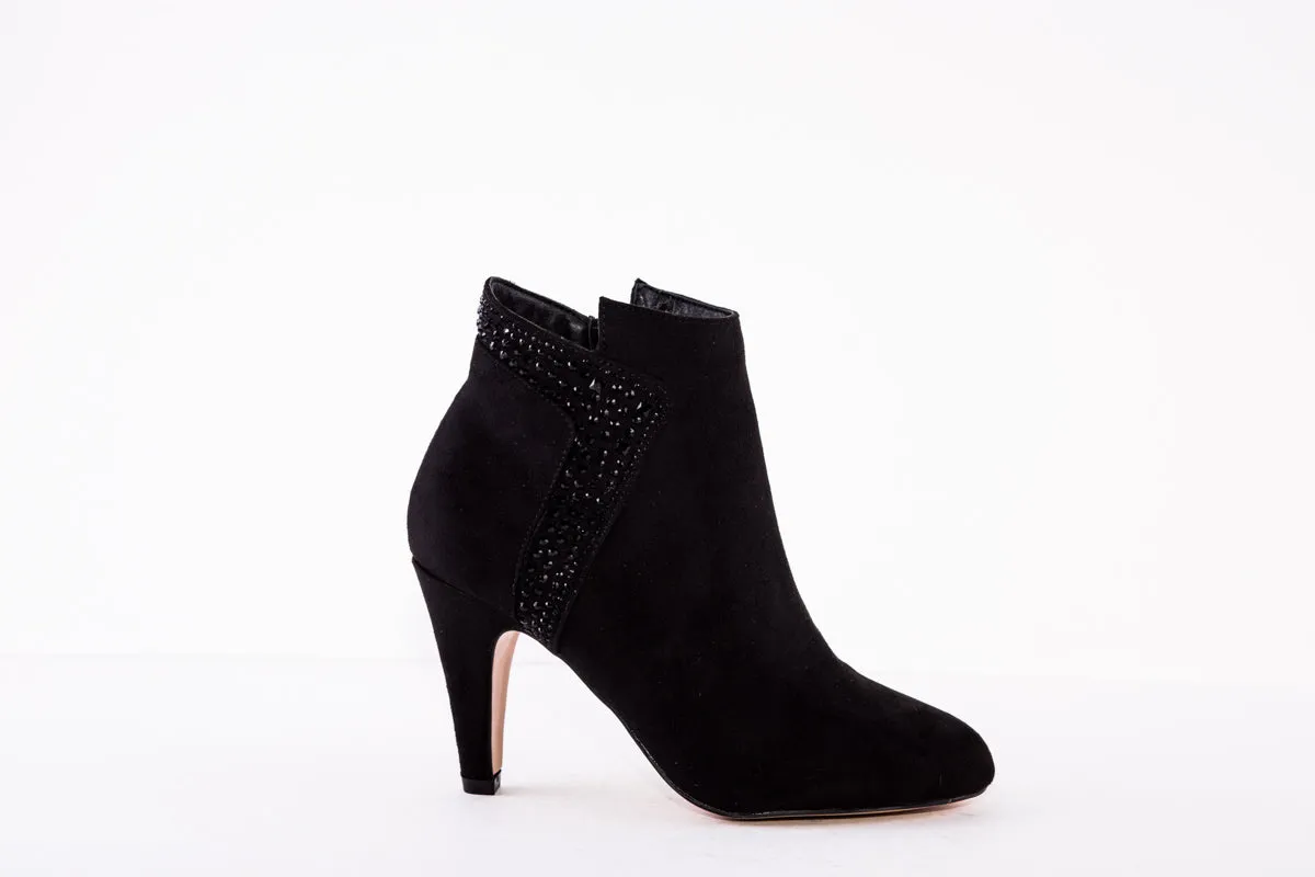 LOTUS - EMMA B HIGH HEEL FASHION ANKLE BOOT - BLACK SUEDE