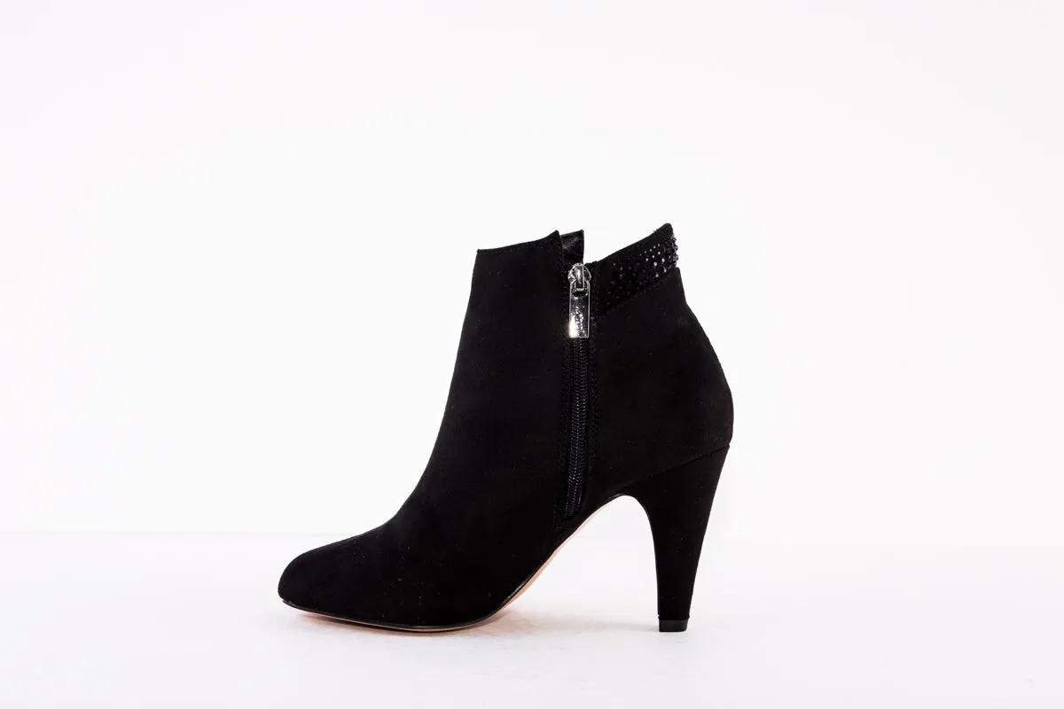 LOTUS - EMMA B HIGH HEEL FASHION ANKLE BOOT - BLACK SUEDE