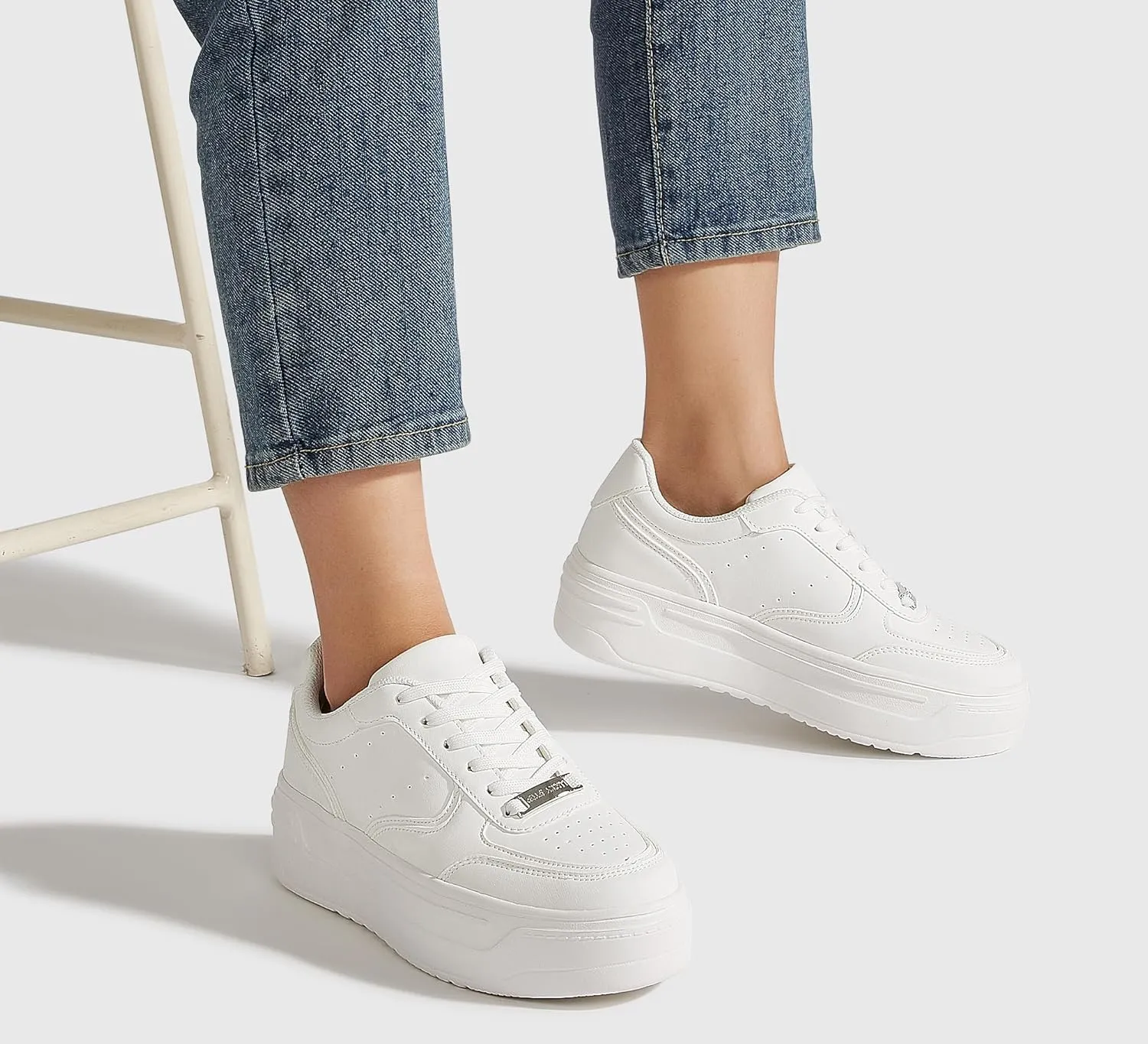LUCKY STEP Women Platform Fashion Sneakers Chunky Faux Leather Thick Sole Comfortable Lightweight Casual Tennis Walking Shoes