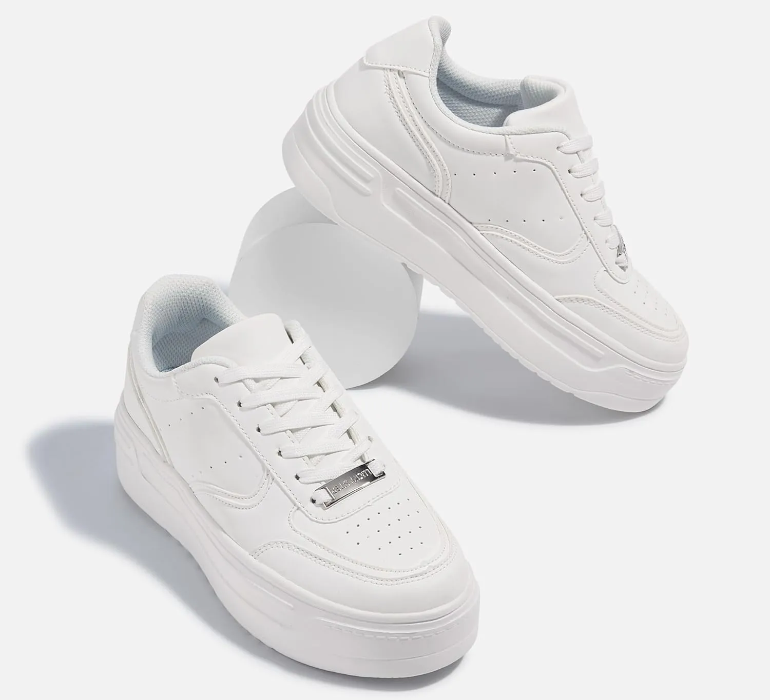 LUCKY STEP Women Platform Fashion Sneakers Chunky Faux Leather Thick Sole Comfortable Lightweight Casual Tennis Walking Shoes