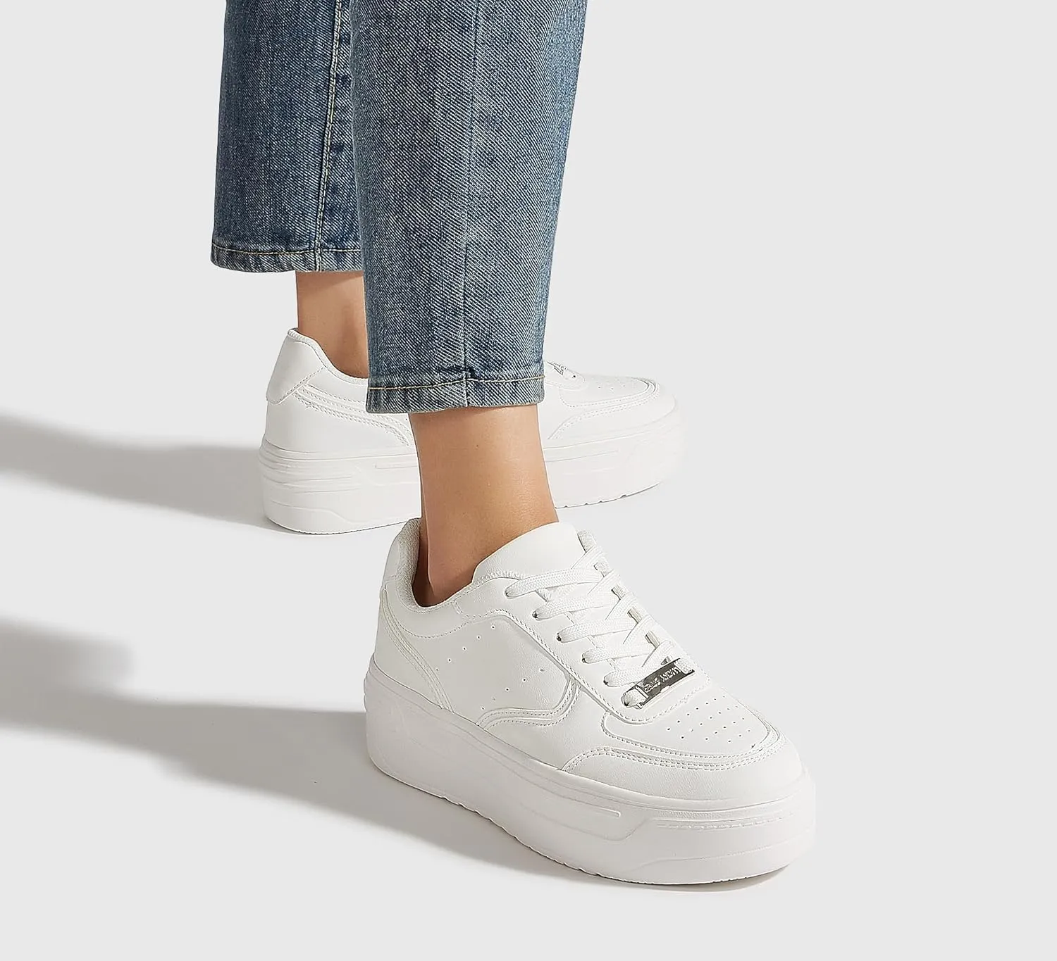 LUCKY STEP Women Platform Fashion Sneakers Chunky Faux Leather Thick Sole Comfortable Lightweight Casual Tennis Walking Shoes