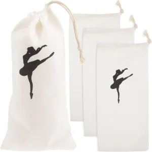 LUOZZY 4Pcs Ballet Shoe Bags Canvas Pointe Shoe Bags Ballet Shoe Bags Dance Shoe Drawstring Ballet Supplies, 5.1 * 10.6IN/13 * 27CM