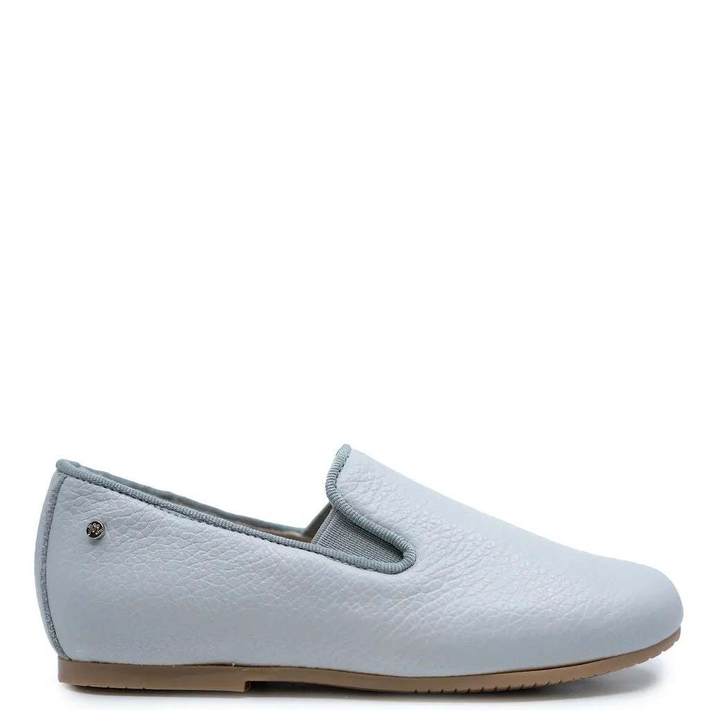 Manuela Light Gray Pebbled Smoking Loafer