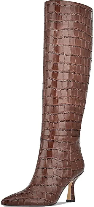 Marc Fisher LTD Womens Hallie 2 Leather Knee-High Boots Brown 7.5 Medium (B,M)