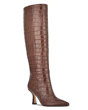 Marc Fisher LTD Womens Hallie 2 Leather Knee-High Boots Brown 7.5 Medium (B,M)