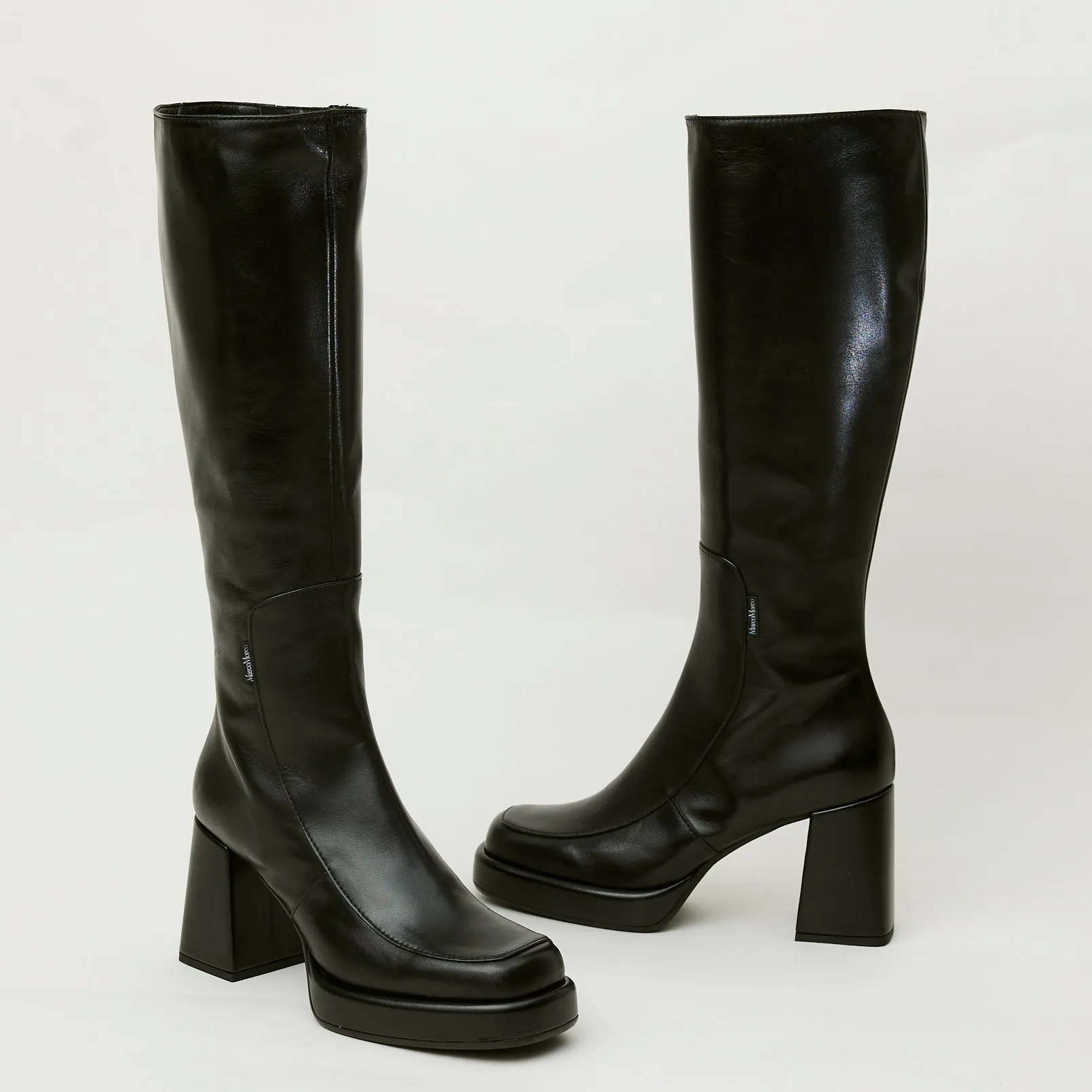 Marco Moreo Black Leather Knee High Boots