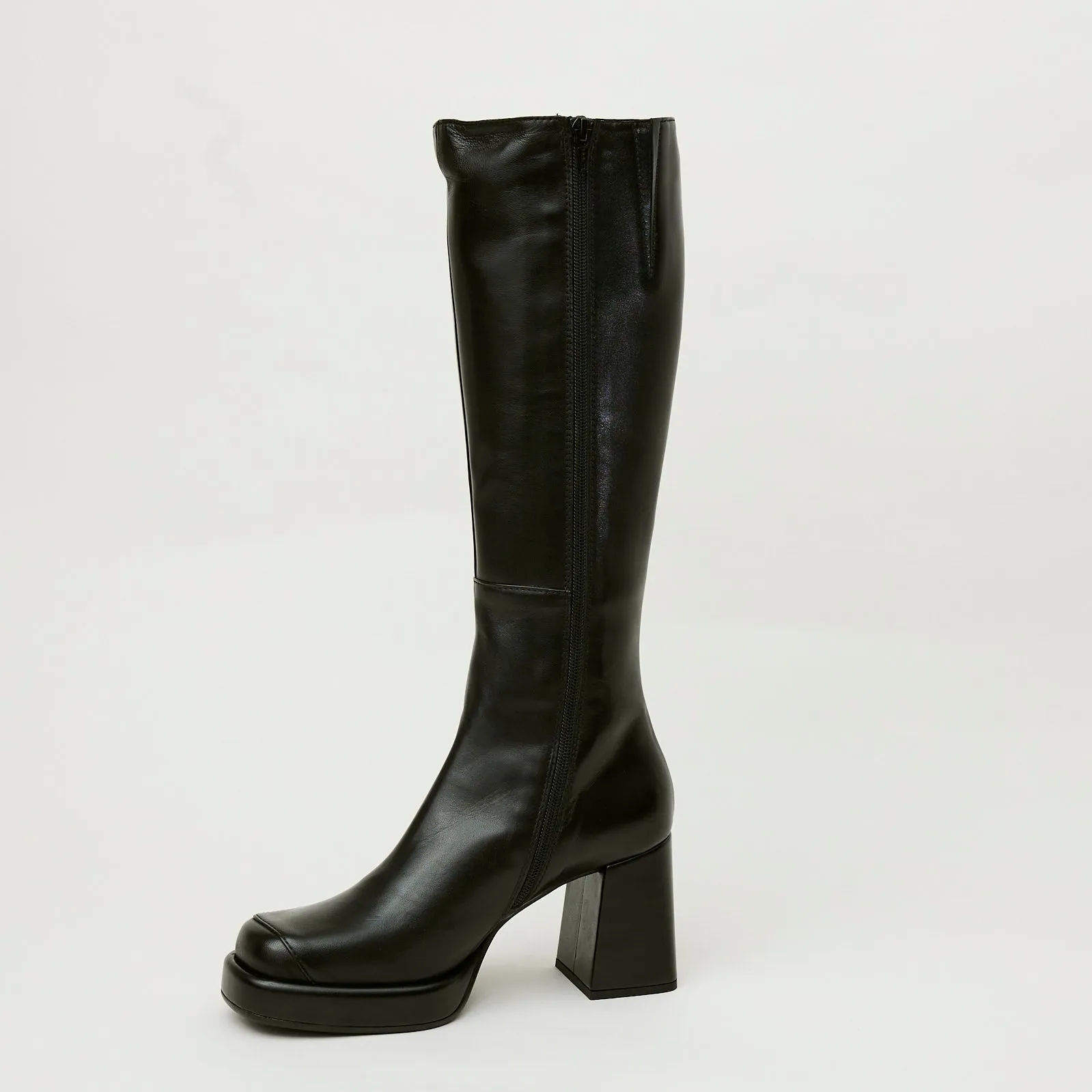 Marco Moreo Black Leather Knee High Boots