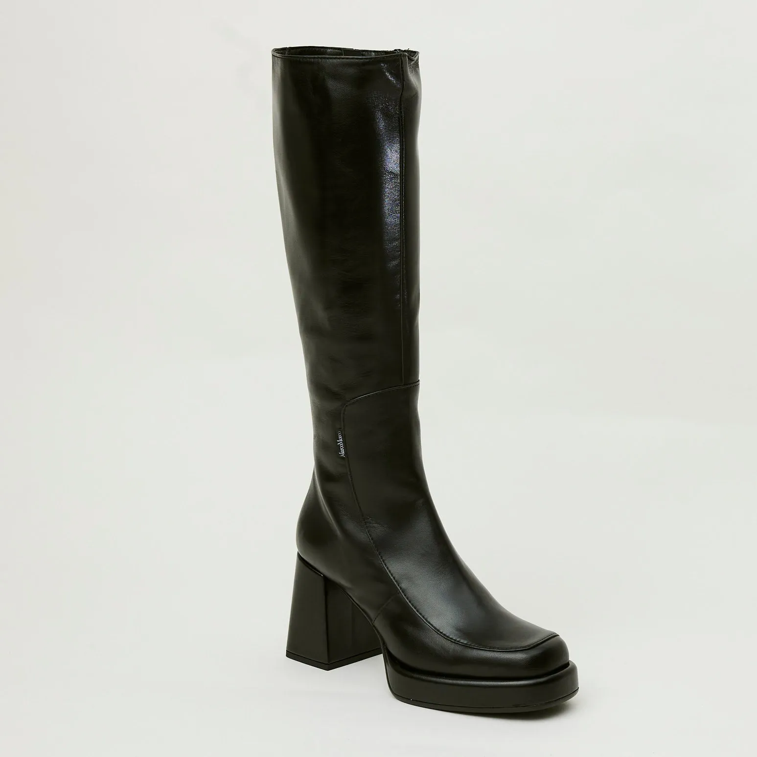 Marco Moreo Black Leather Knee High Boots