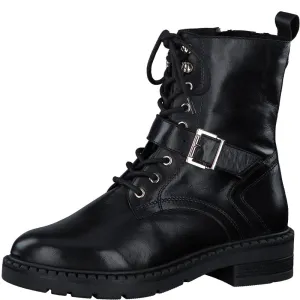 Marco Tozzi 2-25234 Leather Biker Boot-BLACK