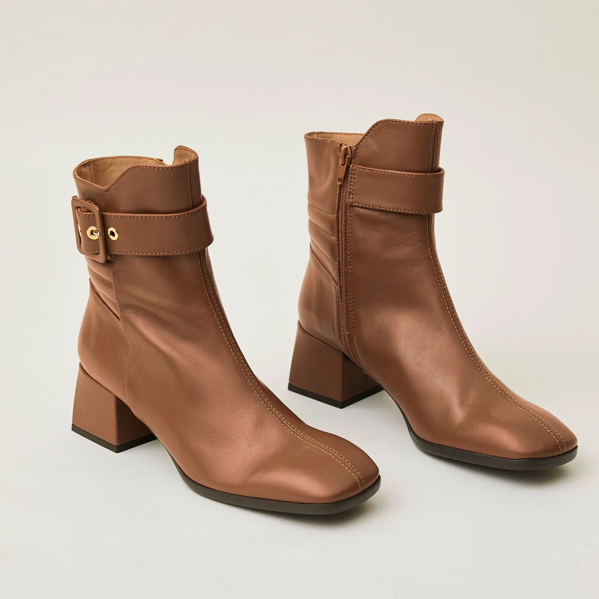 Marian Tan Leather Ankle Boots