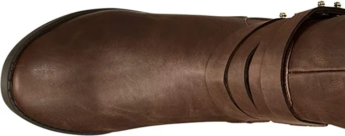 Material Girl Womens Damien Almond Toe Knee High Fashion, Cognac, Size 10.5