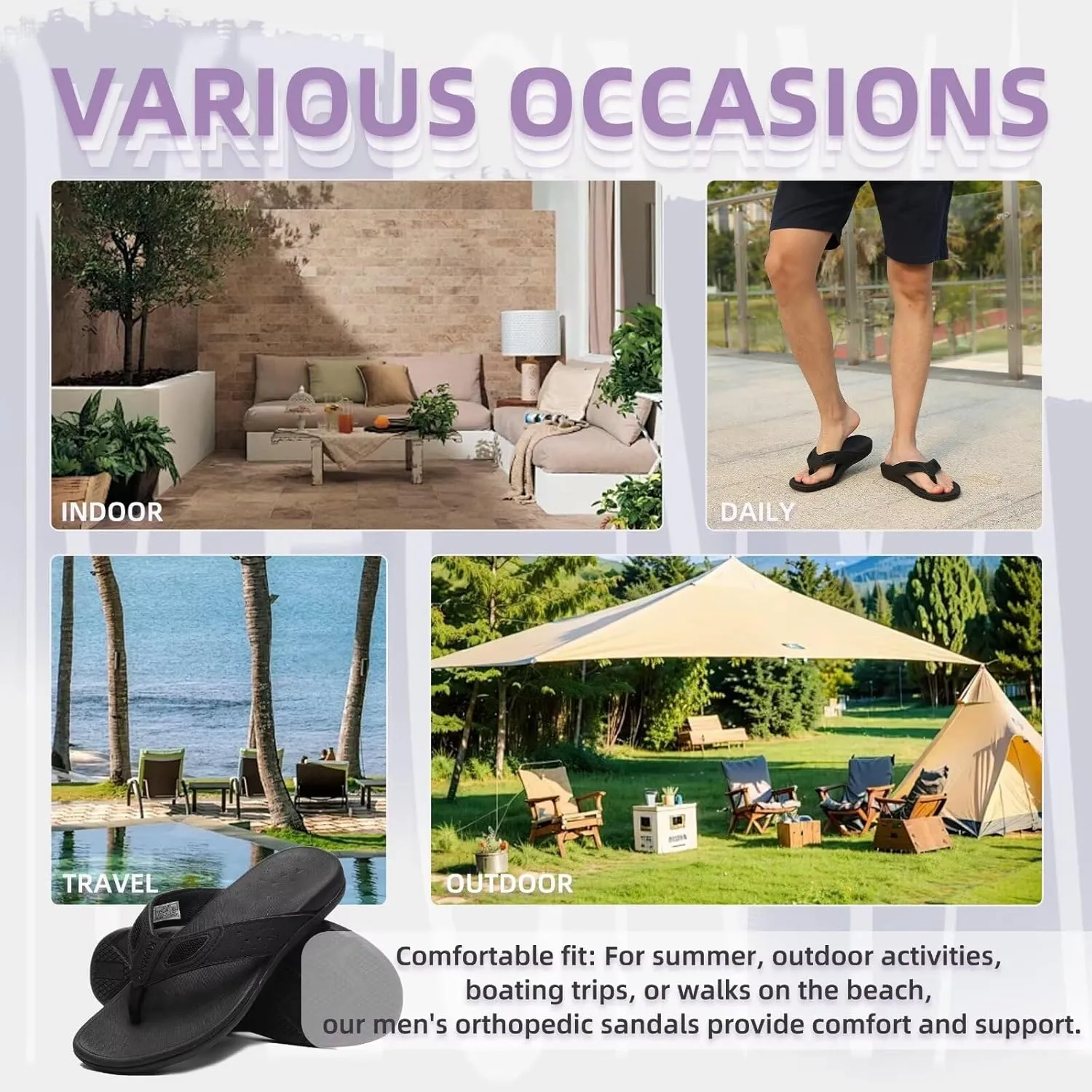 MEGNYA Mens Orthopedic Flip Flops for Plantar Fasciitis, Athletic Toe-Post Sandals with Arch Support, Comfort Walking Thong Slippers for Sport Exercise Activities