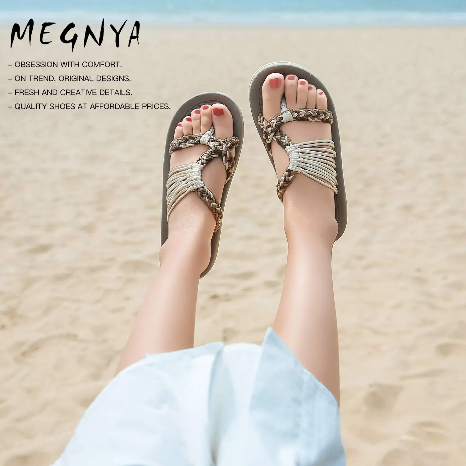 MEGNYA Women's flip Flops Sandals Arch Support, Comfortable Walking Sandals, Water Sandals Perfect for The Beach/Long Walks/Poolside