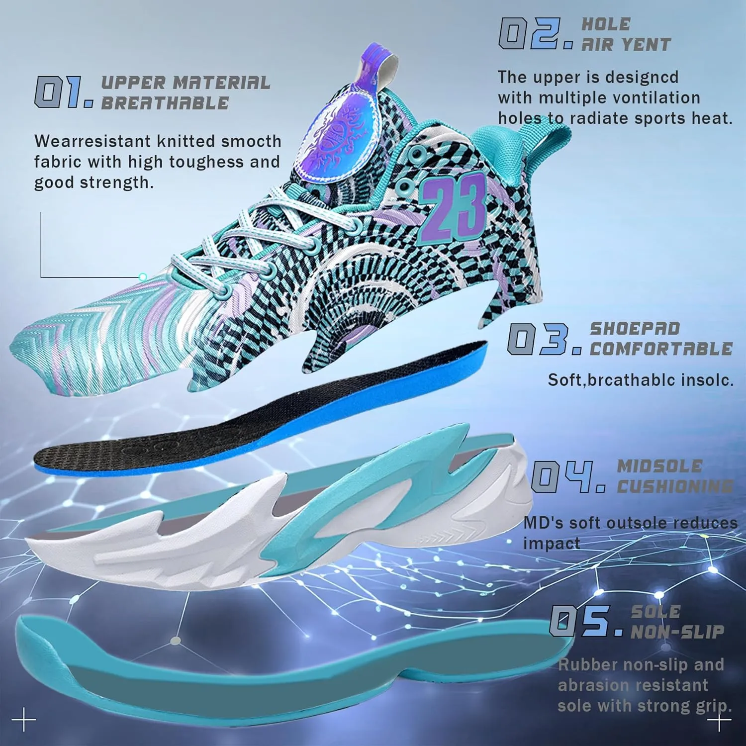 Men Basketball Shose Breathable Men Non Slip Outdoor Fashion Sneakers