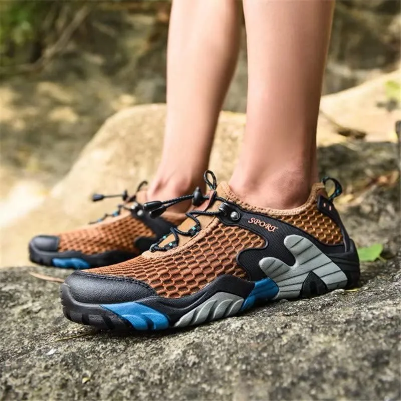 Men Women Breathable Mesh Hiking Shoes for Trekking Camping Aqua