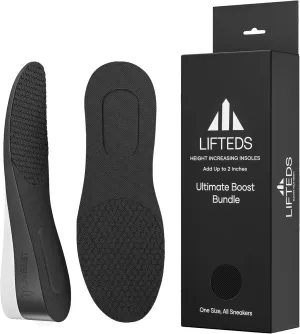Men's 2-Inch Height Increase Insoles Dual-Layer Comfort System, Durable Polyurethane, Adjustable Cut-to-Fit Design
