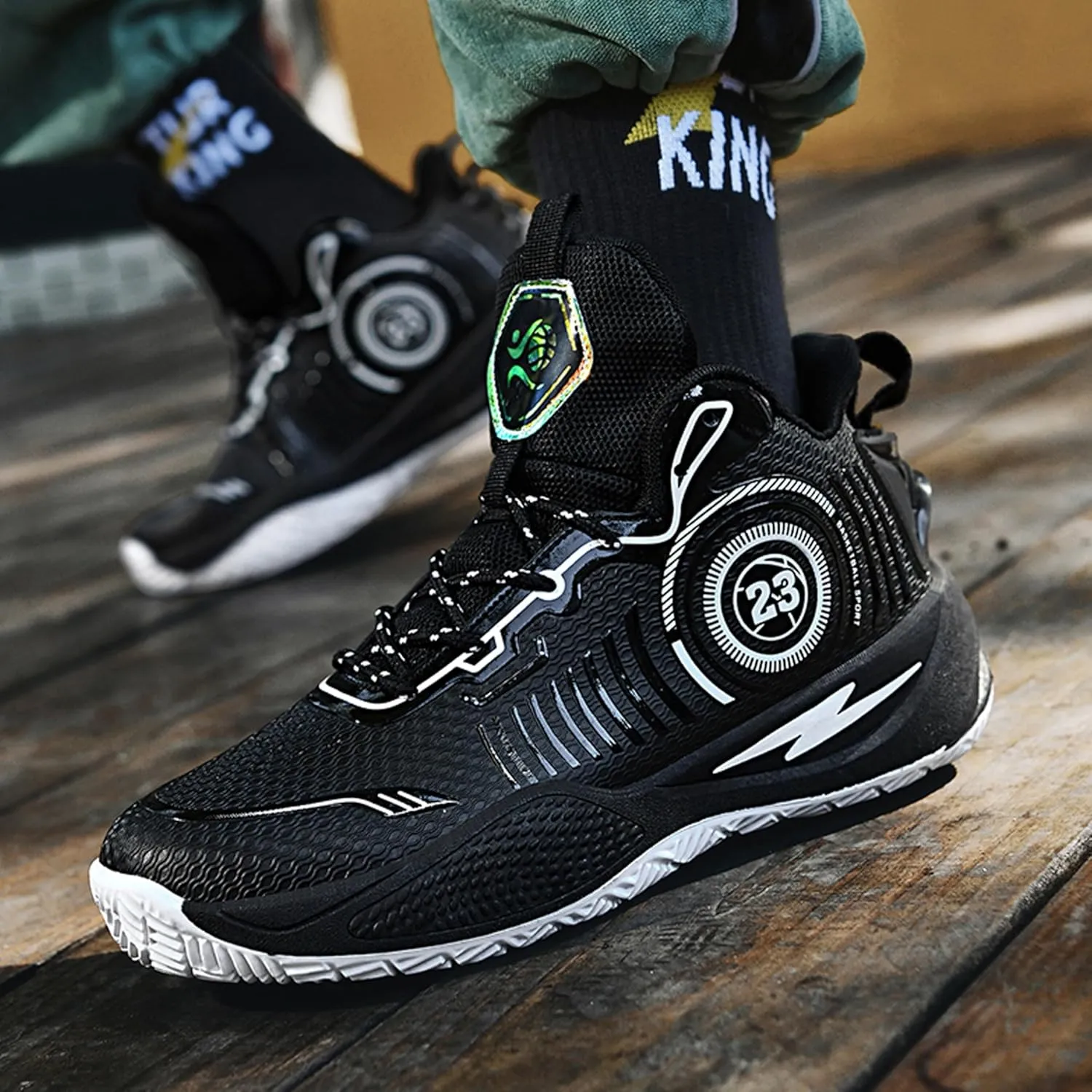 Men's Basketball Shoes High Top Anti Slip Shock-Absorbing Running Shoes Fashionable Durable Training Boots