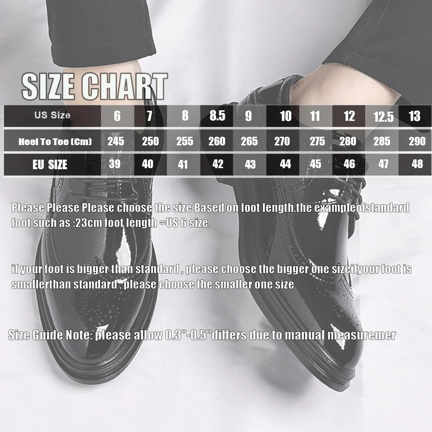 Men's Black Patent Leather Wingtip Dress Oxford Shoes Classic Modern Lace-up Plain Toe Business Casual Brogue Leather Shoes