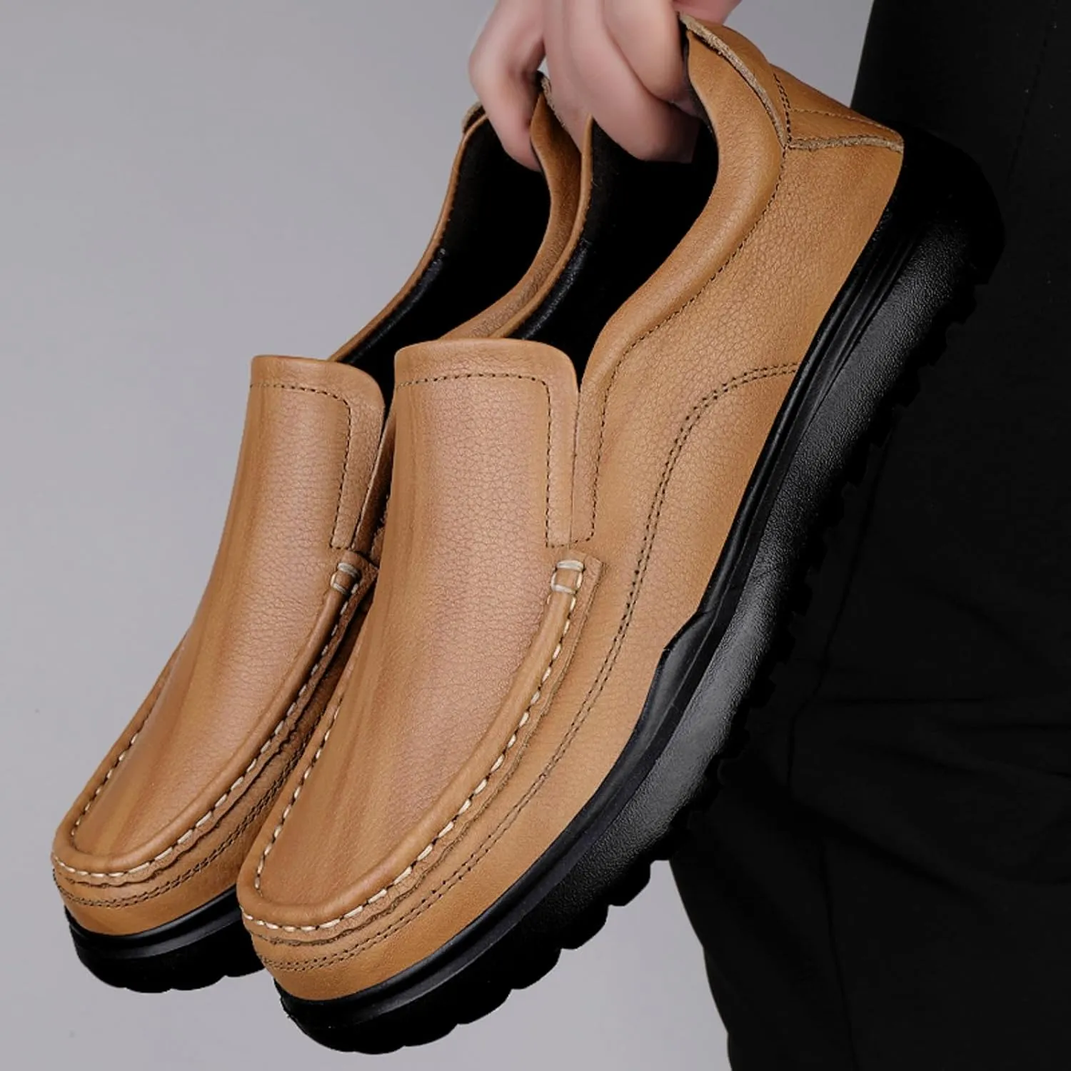 Men's Classic Penny Slip - On Loafer, Made of Cowhide Leather, with Soft Sole. Loafer for Men, Comfortable Men's Business Casual, Driving and Boat Shoes
