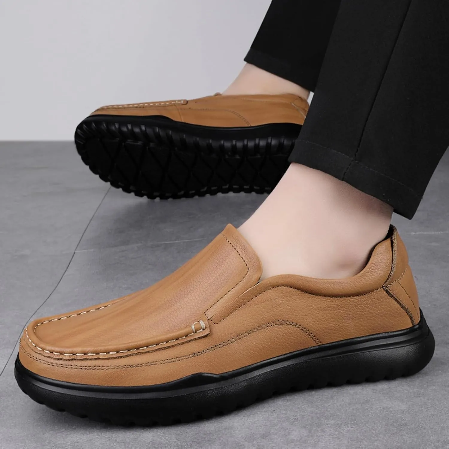 Men's Classic Penny Slip - On Loafer, Made of Cowhide Leather, with Soft Sole. Loafer for Men, Comfortable Men's Business Casual, Driving and Boat Shoes