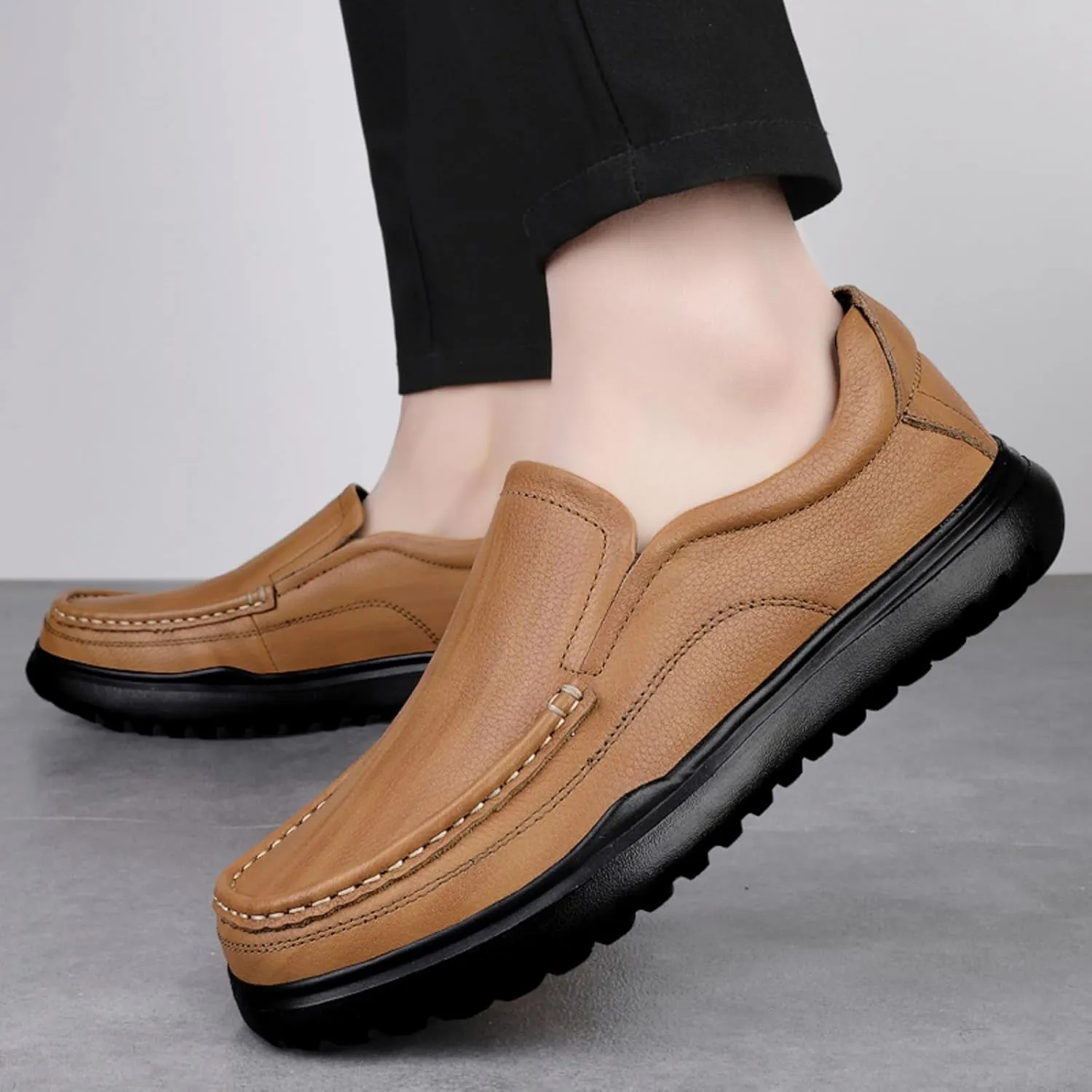 Men's Classic Penny Slip - On Loafer, Made of Cowhide Leather, with Soft Sole. Loafer for Men, Comfortable Men's Business Casual, Driving and Boat Shoes