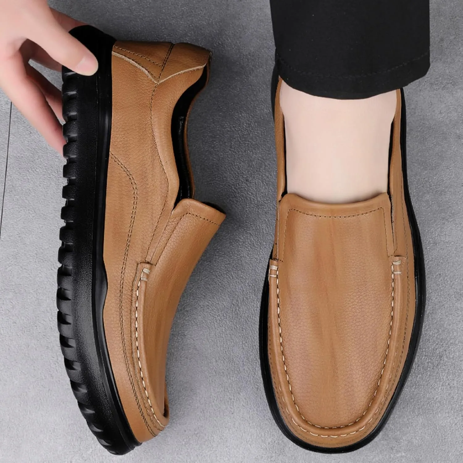 Men's Classic Penny Slip - On Loafer, Made of Cowhide Leather, with Soft Sole. Loafer for Men, Comfortable Men's Business Casual, Driving and Boat Shoes