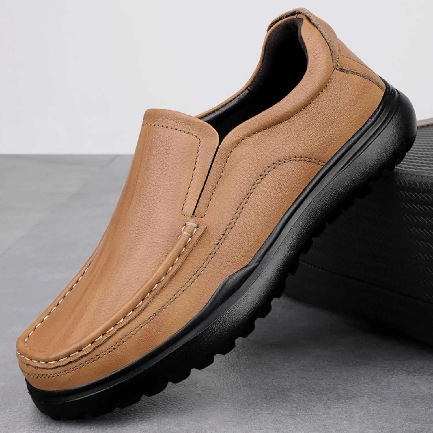 Men's Classic Penny Slip - On Loafer, Made of Cowhide Leather, with Soft Sole. Loafer for Men, Comfortable Men's Business Casual, Driving and Boat Shoes