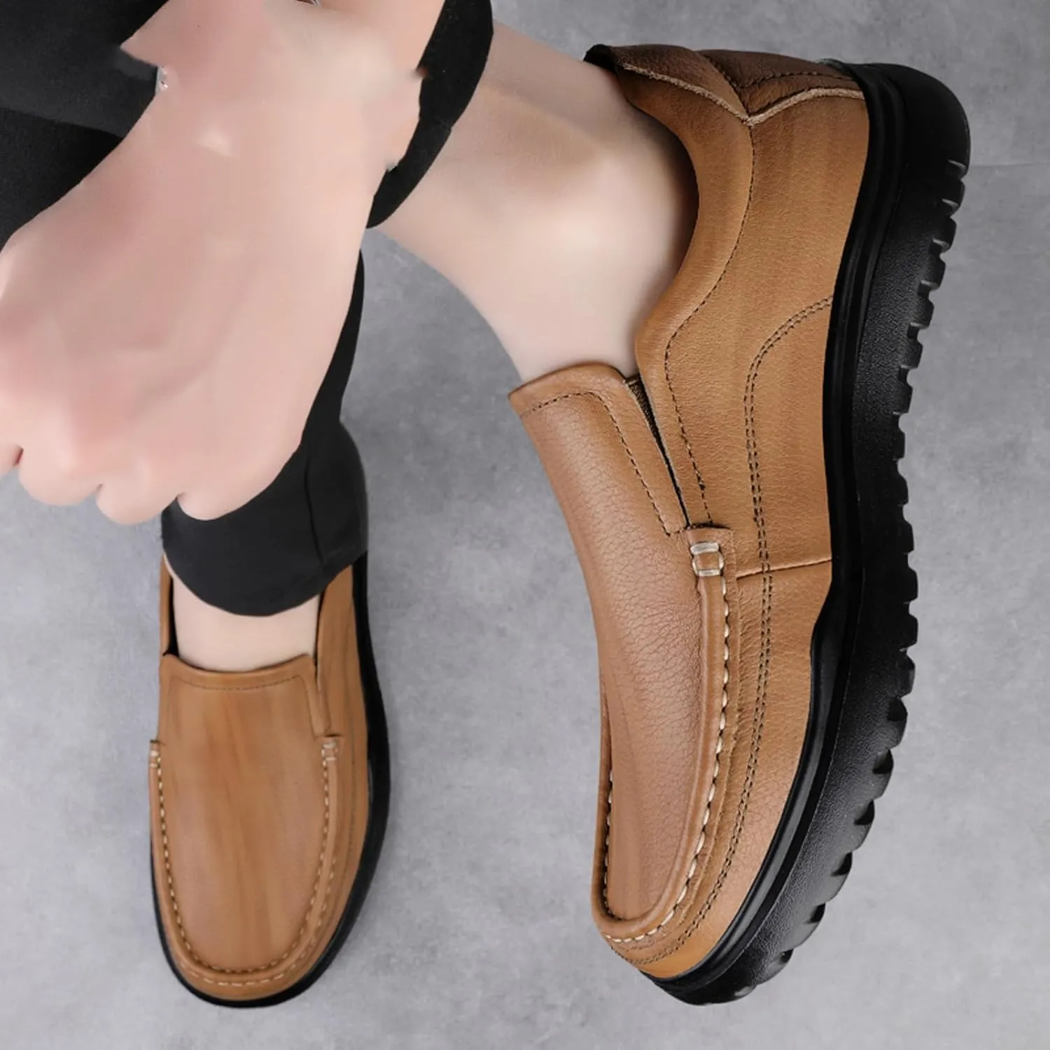 Men's Classic Penny Slip - On Loafer, Made of Cowhide Leather, with Soft Sole. Loafer for Men, Comfortable Men's Business Casual, Driving and Boat Shoes