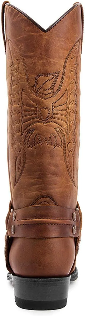Men's Cowboy Boots with Belt Buckle Classic Western Embroidered Extremely Comfortable Durable Mid-Calf Boots