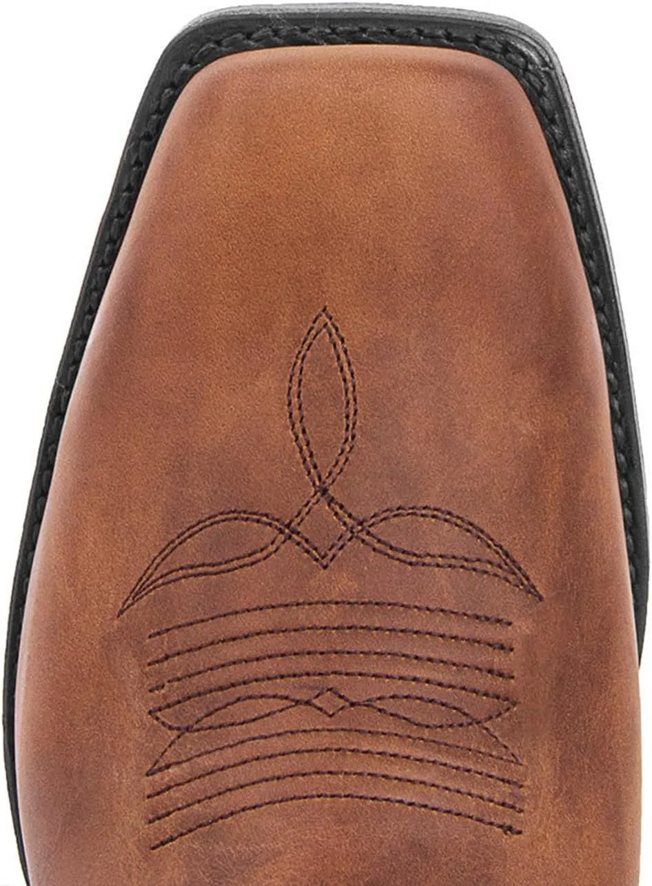 Men's Cowboy Boots with Belt Buckle Classic Western Embroidered Extremely Comfortable Durable Mid-Calf Boots