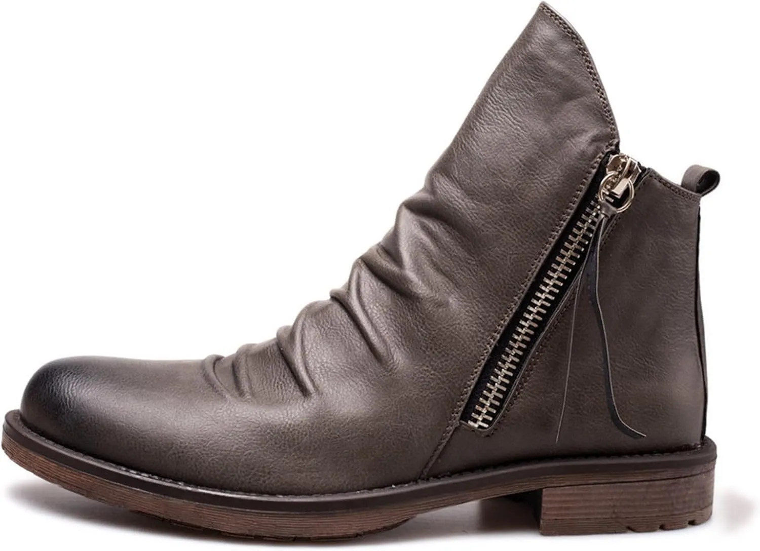Men's Fashionable Retro Ankle Boots Zipper Sleeve Casual Leather Chukka Boot Water Proof Western Boots Men's Dress Boots