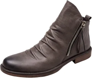 Men's Fashionable Retro Ankle Boots Zipper Sleeve Casual Leather Chukka Boot Water Proof Western Boots Men's Dress Boots
