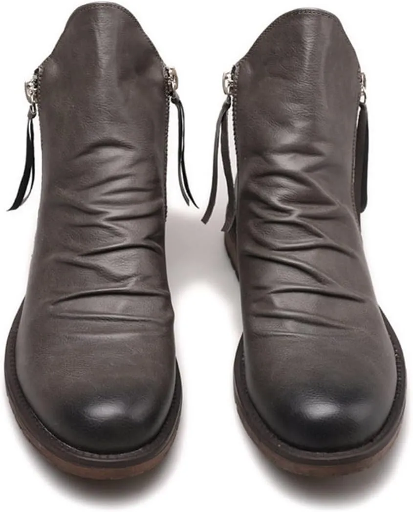 Men's Fashionable Retro Ankle Boots Zipper Sleeve Casual Leather Chukka Boot Water Proof Western Boots Men's Dress Boots