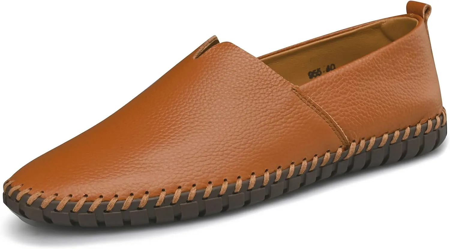 Men's Genuine Leather Loafer Shoes Slip On Soft Breathable Handmade Stitching Fashion Casual Shoes Lightweight Driving Dress Shoe