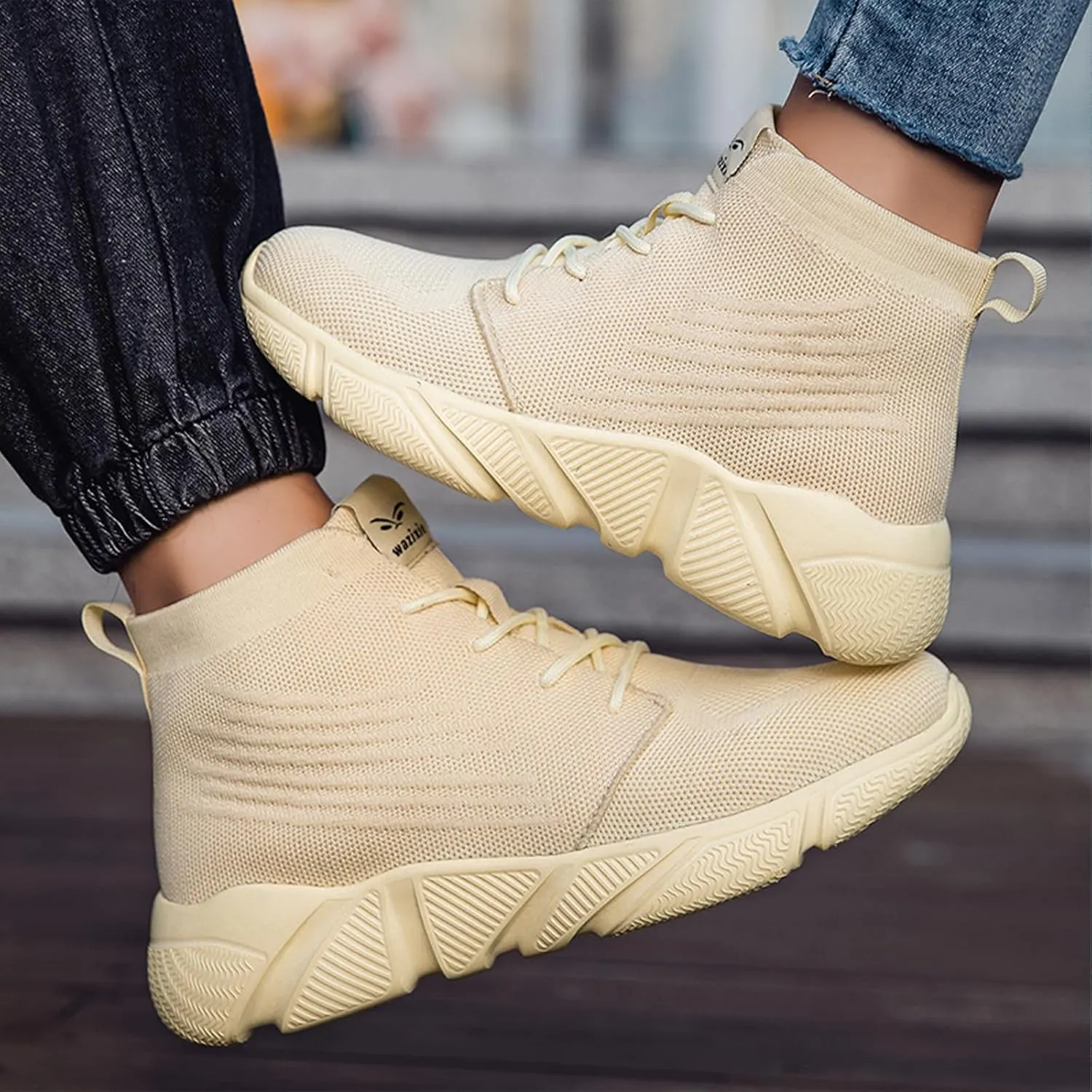 Men's High Top Breathable Sock Walking Shoes Casual Slip On Lightweight Soft Sole Fashion Sneakers Comfortable Work Gym Running Athletic Shoes