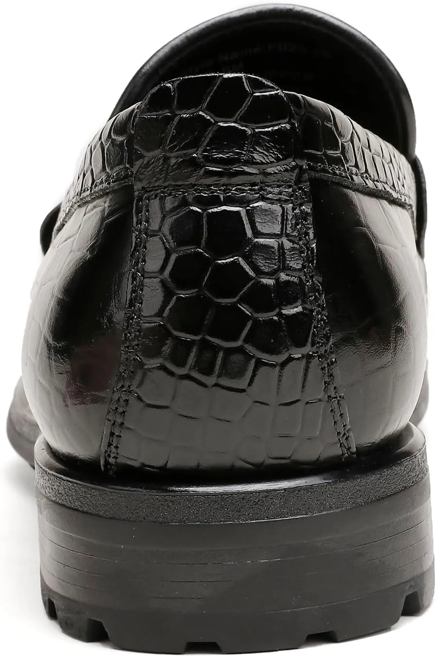 Mens Leather Dress Shoes, Premium Crocodile Print Moc-Toe Slip-on Loafer with Metal Buckle Penny Shoes for Mens