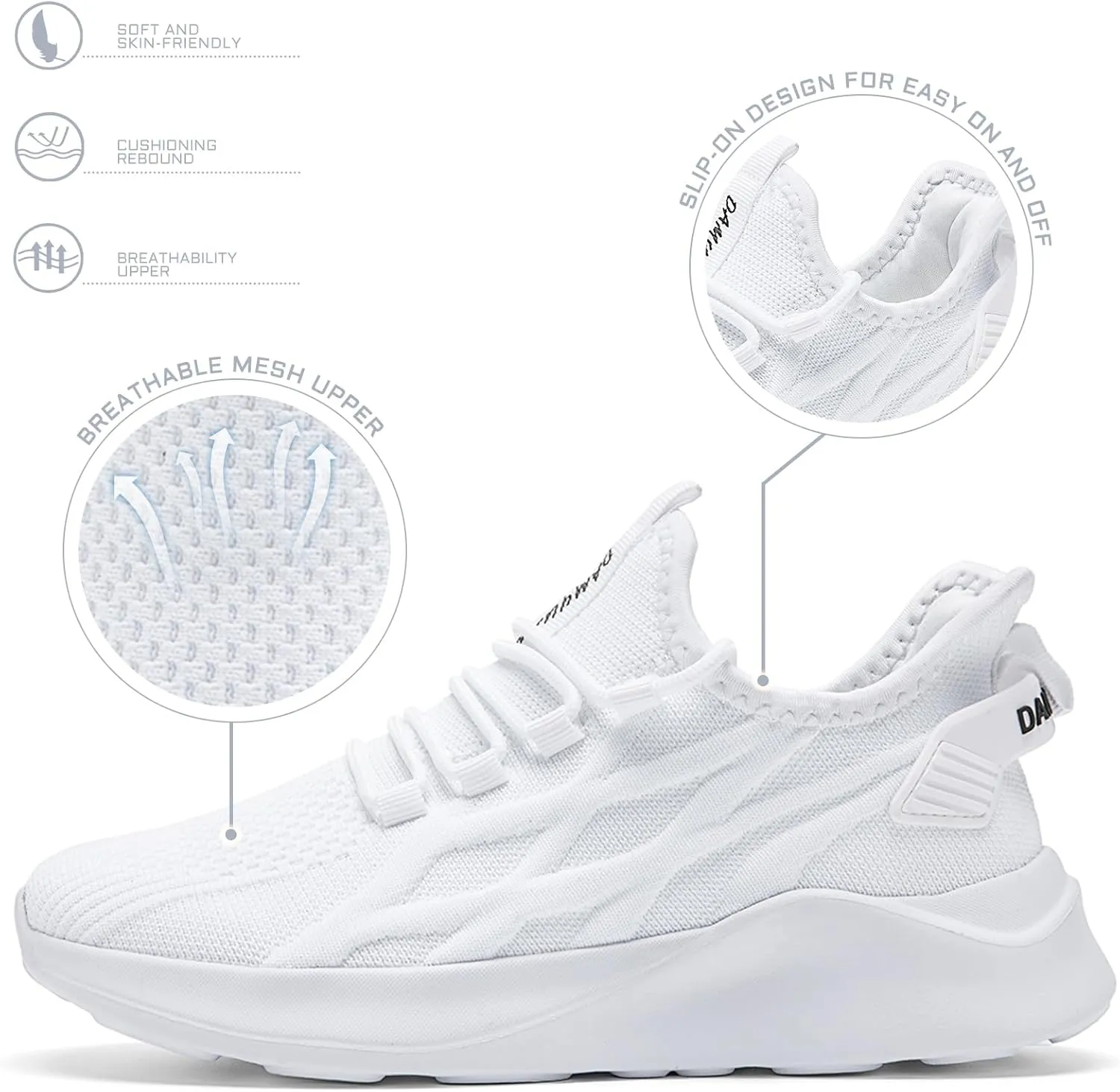 Mens Running Shoes Tennis Sneakers Walking Slip on Gym Workout Athletic Breathable Jogging Sport Casual Shoe