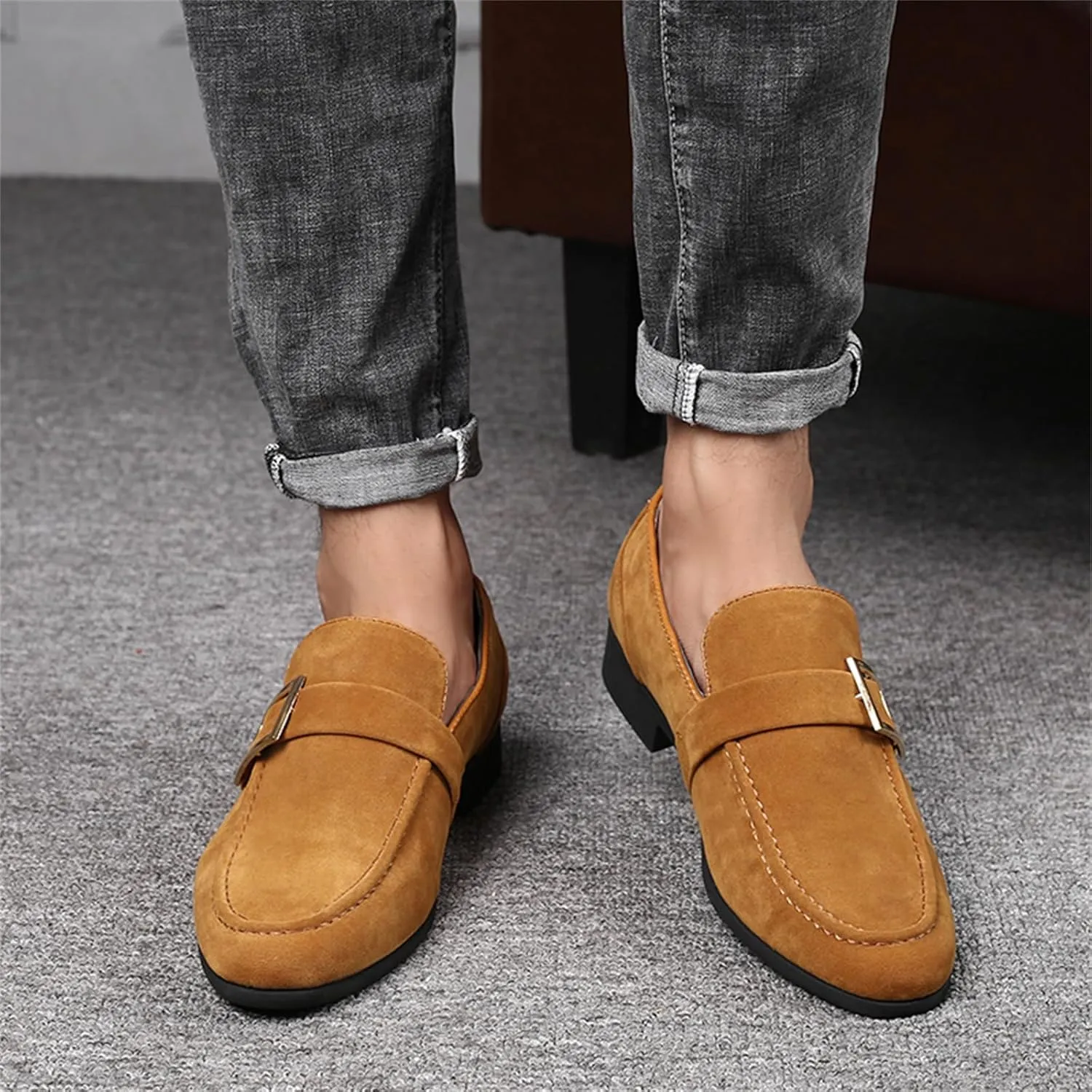Men's Suede Penny Loafers Slip On Soft Leather Dress Tuxedo Shoes Casual Lightweight Moccasins Driving Boat Shoes