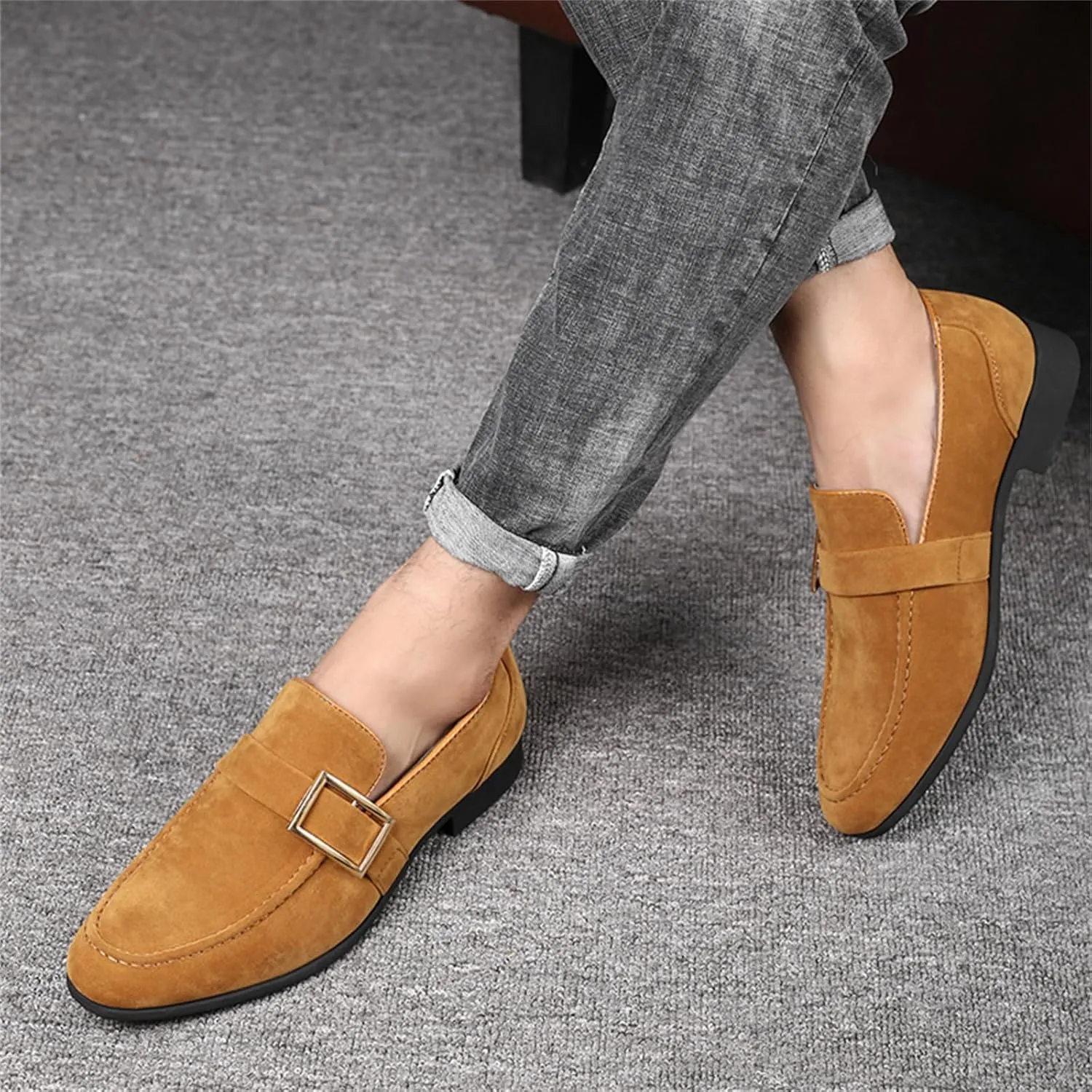 Men's Suede Penny Loafers Slip On Soft Leather Dress Tuxedo Shoes Casual Lightweight Moccasins Driving Boat Shoes