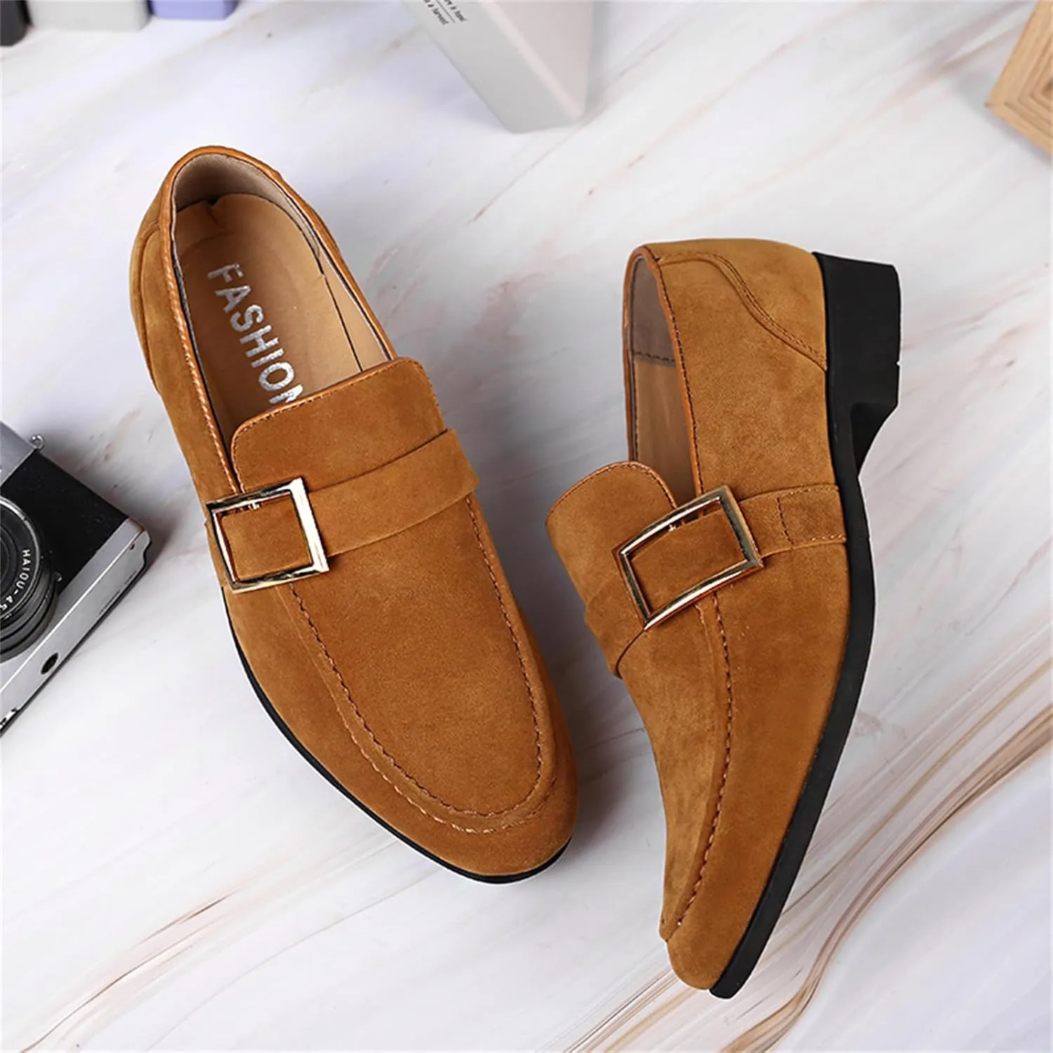 Men's Suede Penny Loafers Slip On Soft Leather Dress Tuxedo Shoes Casual Lightweight Moccasins Driving Boat Shoes