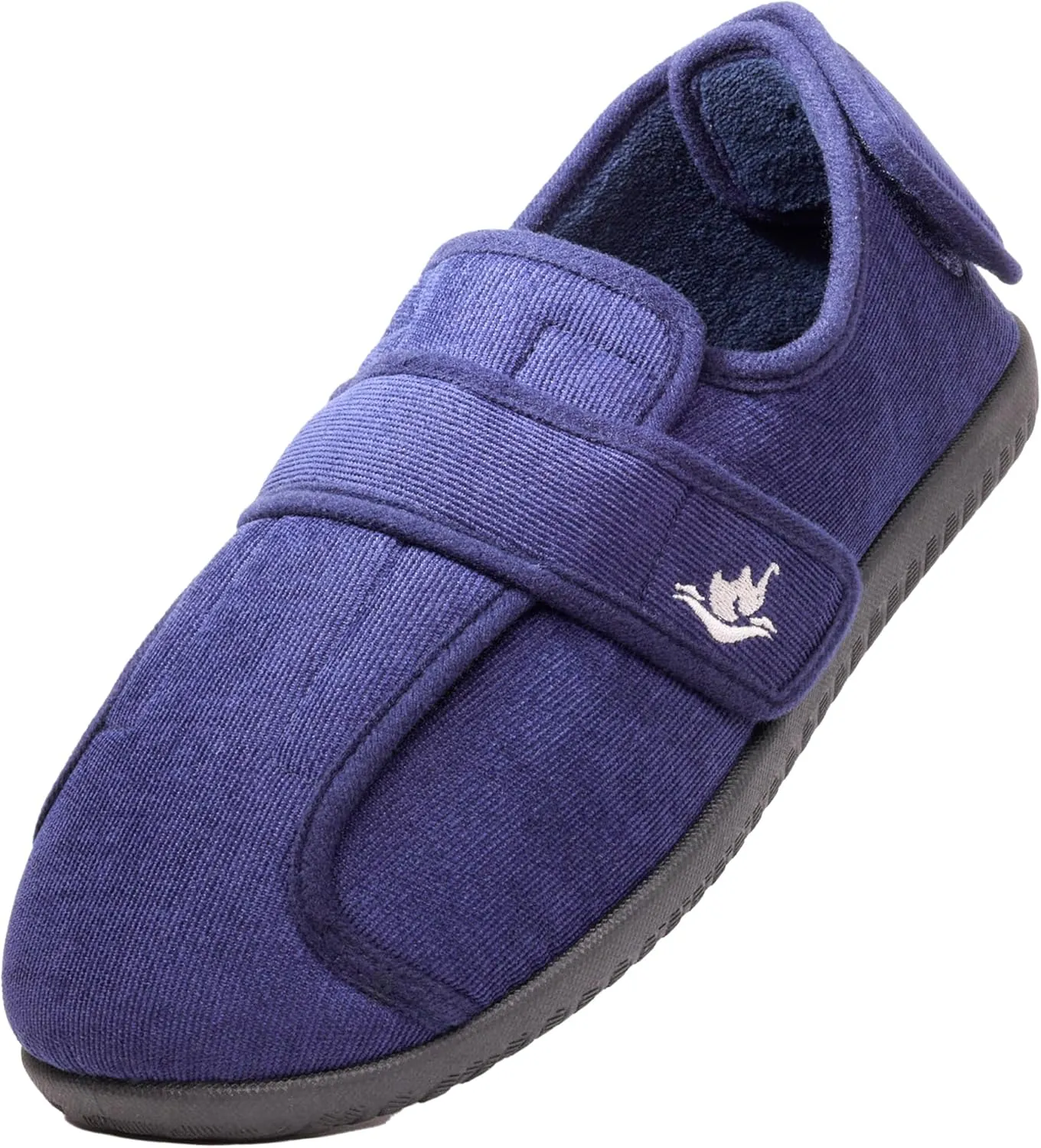 Men's Wide 80-D Memory Foam Diabetic Slippers with Adjustable Closures Breathable Washable Indoor/Outdoor House Shoe w/Anti Slip Sole