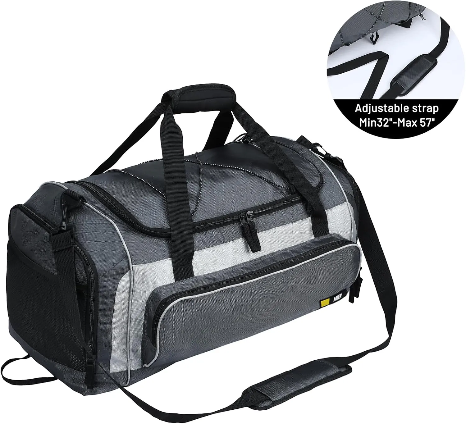 MIER Large Duffel Bag Men's Gym Bag with Shoe Compartment, 60L