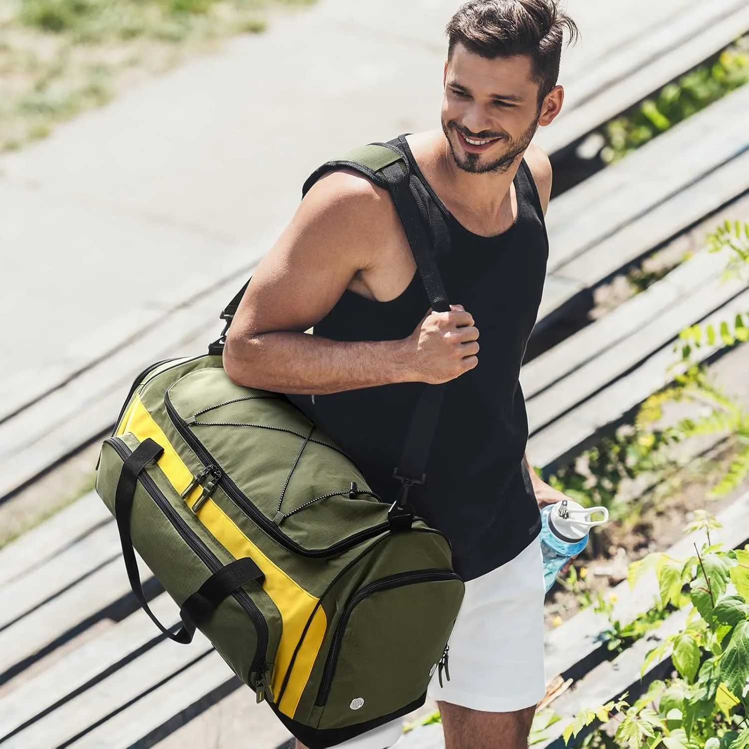 MIER Large Duffel Bag Men's Gym Bag with Shoe Compartment, 60L