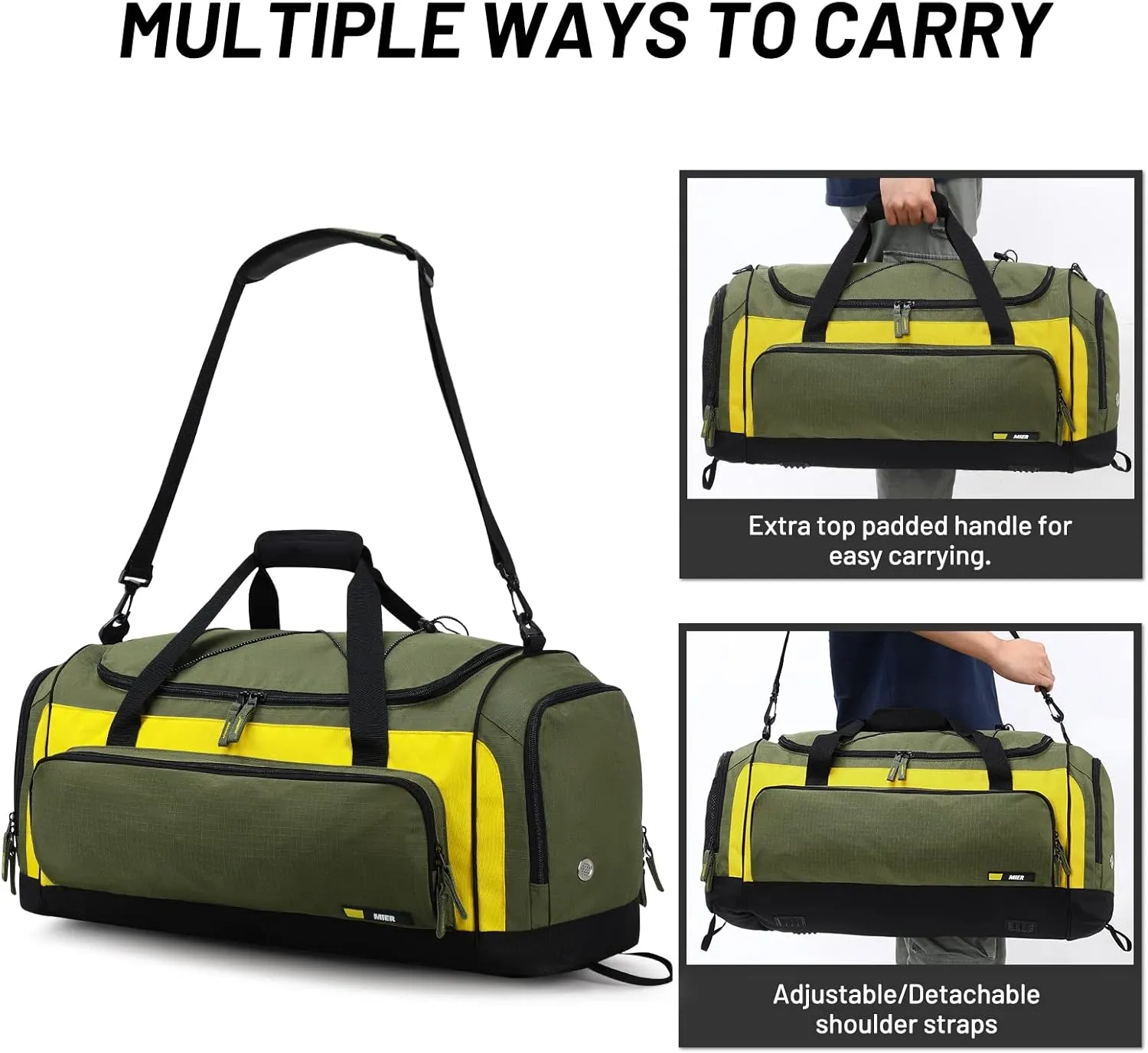 MIER Large Duffel Bag Men's Gym Bag with Shoe Compartment, 60L