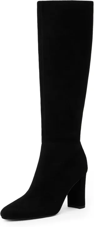 Modatope Knee High Boots for Women Chunky Heel Rounded Toe Womens Tall Boots