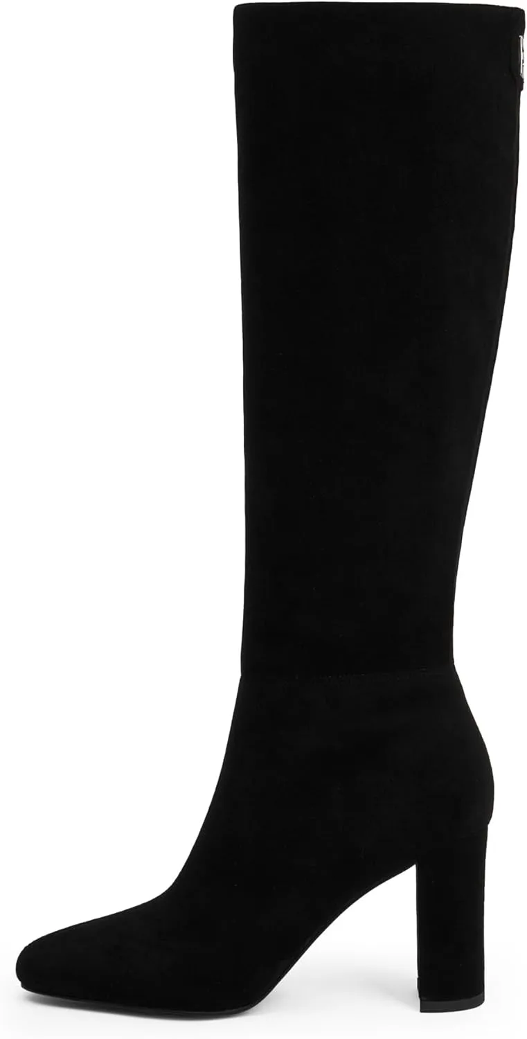 Modatope Knee High Boots for Women Chunky Heel Rounded Toe Womens Tall Boots