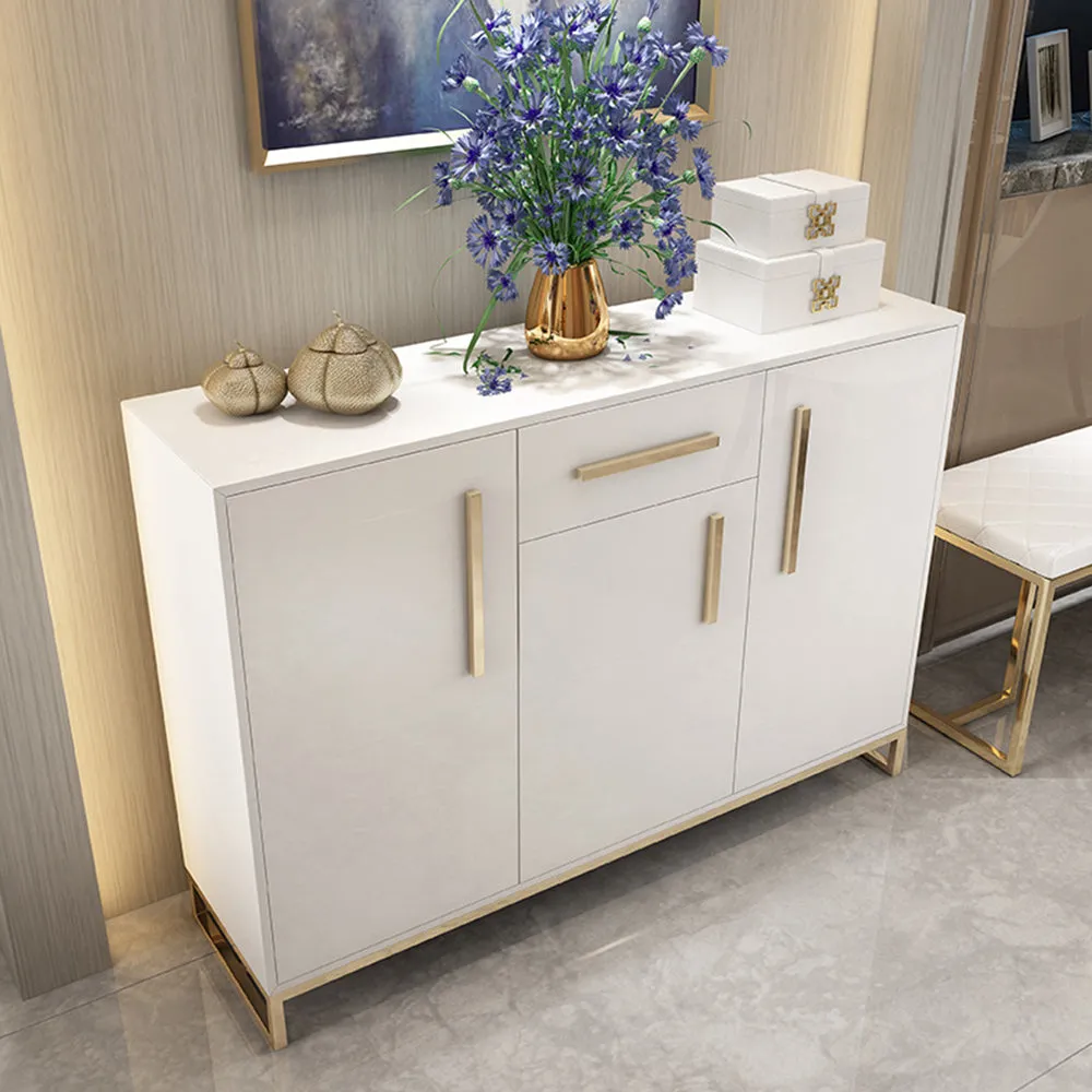 Modern Minimalist Stainless Steel Lacquer Multi-functional Storage Shoe Cabinet