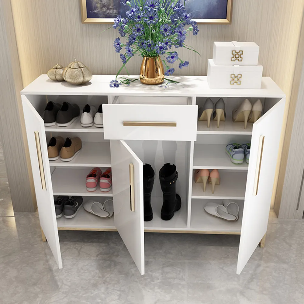 Modern Minimalist Stainless Steel Lacquer Multi-functional Storage Shoe Cabinet